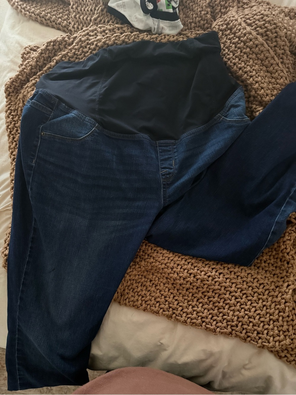 Isabel Maternity by Ingrid & Isabel Dark Blue Jeans with Black Belly Panel